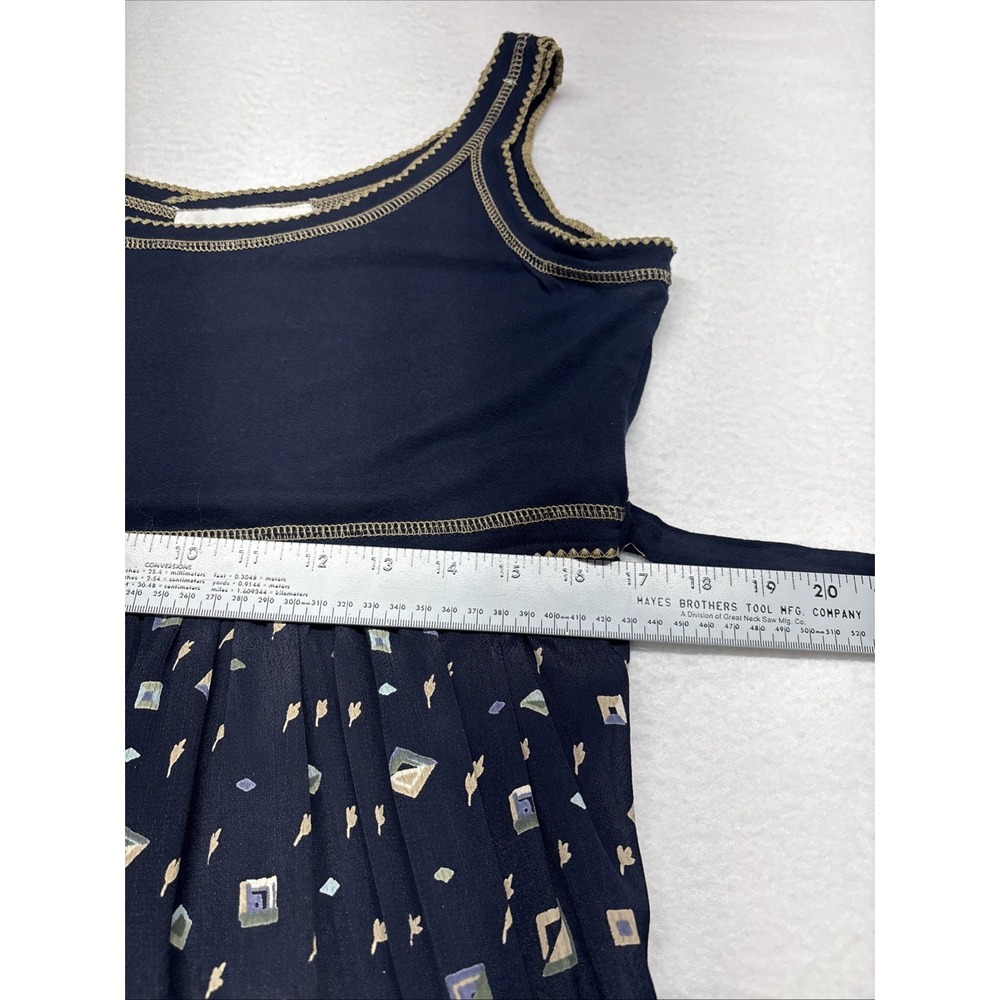 Vintage 90s Santa Fe Empire Waist Midi Dress Sz 4 Cotton Rayon Gold Geometric - Picture 8 of 12